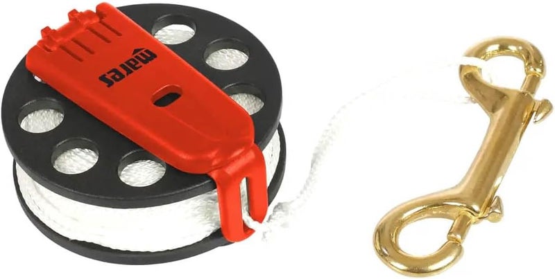 Compact Reel for Diving Buoy - 415349 | Functional Buoy Accessory for Divers | Double-Ended Brass Carabiner, Foldable Handle and Grip, 30 m of Line